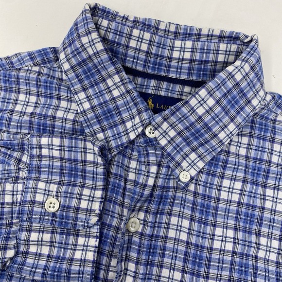 Ralph Lauren Other - Ralph Lauren Men's Large Cotton Blue White Plaid Long Sleeve Button Down Shirt